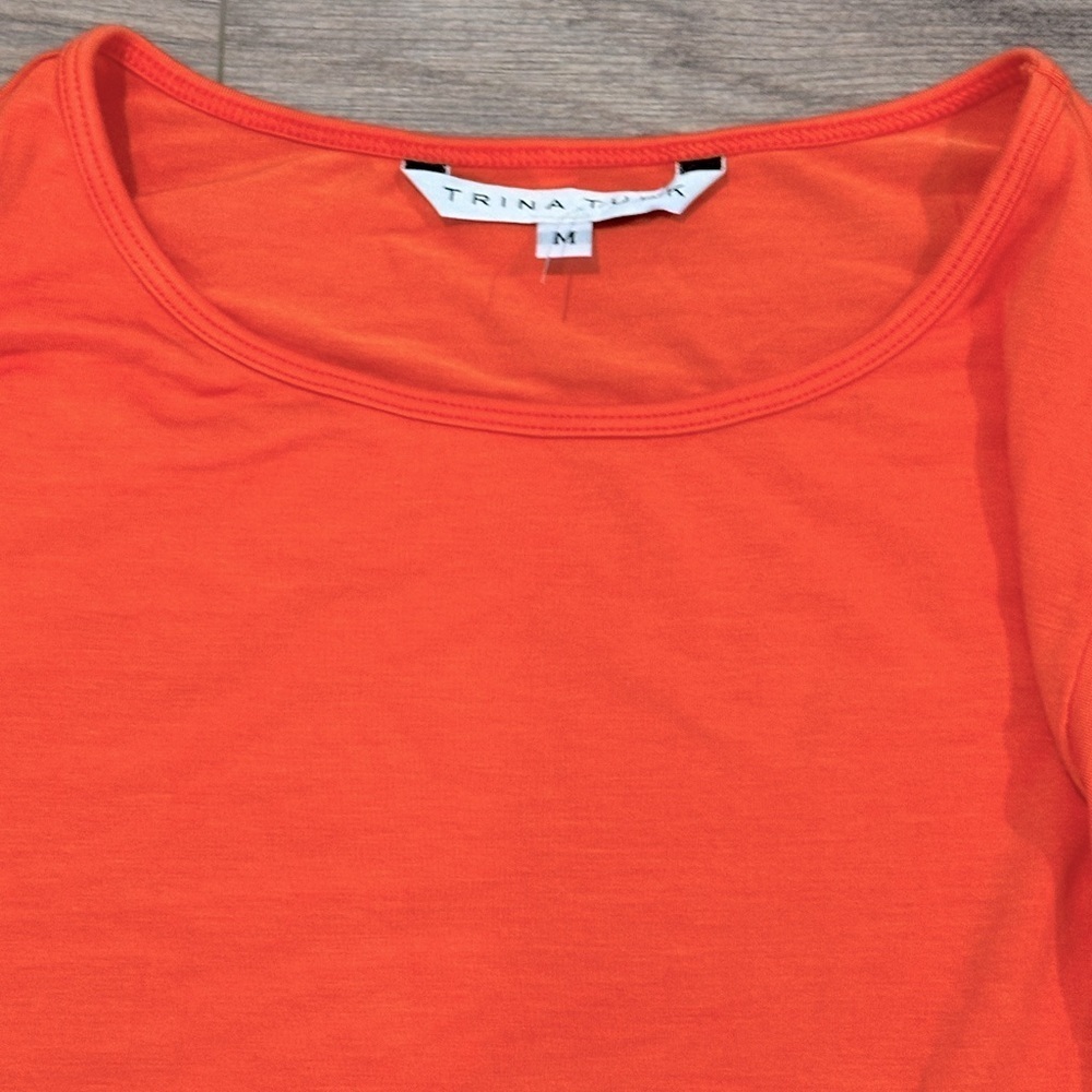 Trina Turk Orange Flutter Sleeve Blouse Top Size Medium - Picture 5 of 8